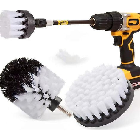 brosse Pour Perceuse De Qualit Suprieure,extra Douce,blanche,13cm.ne Raye Pas Les Surfaces.convient Pour Tapis,cuir,tapisserie,meubles,intrieur De (1/4)