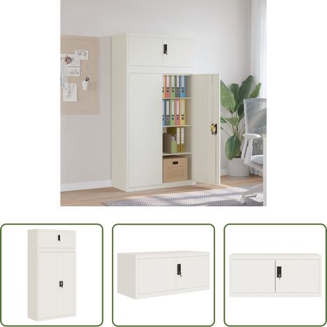 Rangement bureau - Classeur blanc 90x40x180 cm acier (1/5)
