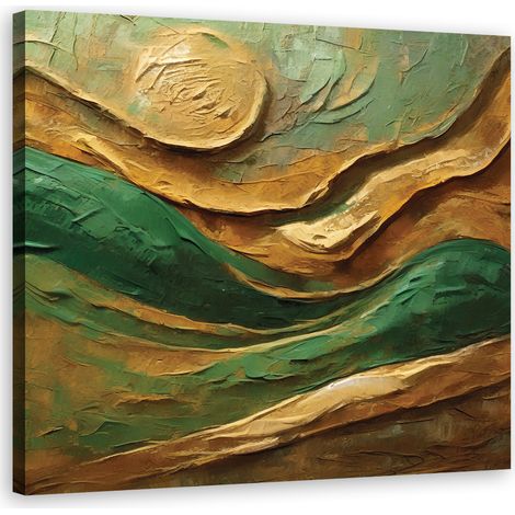 Tableau déco Vert Abstrait peint 60x60 (1/5)