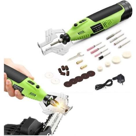 Affuteuse De Chaine Tronconneuse,Ensemble De 27 Pièces ,Lime D'affûtage De Lame éLectrique Multifonction avec Meule Diamant Vert