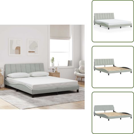 Cuscino testiera - vidaXL Giroletto senza Materasso Hanko Grigio Chiaro 160x200 cm Velluto - Velluto