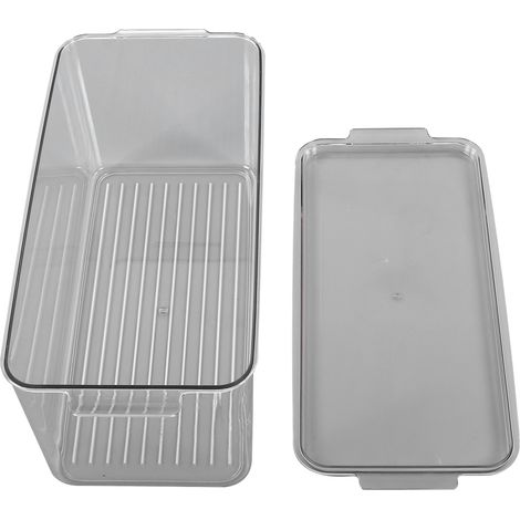 Boîte de rangement empilable en plastique transparent pour réfrigérateur et cuisine, idéale pour la conservation des fruits et légumes. (1/5)