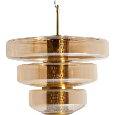 Suspension art déco en cristal ambré - ambre translucide et doré (1/2)