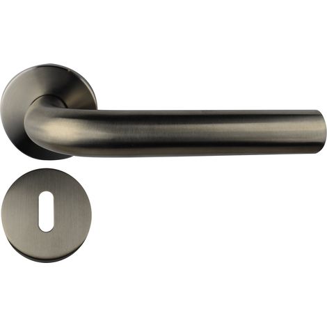 Poignée de porte inox  L rosace clé
