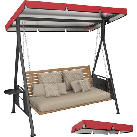 1Lot Balançoire Remplacement Auvent, 4.5x3.8x0.6 Pouce 600D Épaissi Oxford Patio Balançoire avec Toile Imperméable Tissu pour Extérieur Jardin/Cour/Parc/Porche/Patio [Rouge] (1/5)