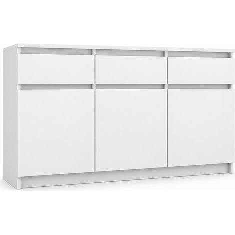 Kommode Weiß 140 cm Sideboard 3 Schubladen 3 Türen P3B Plus 3 (1/2)