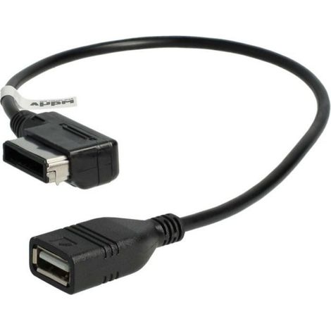 Câble audio voiture compatible avec Audi A1, A3, A4, A5, A6, A8, Q5, Q7, TT, MMI 3G-System 2006+ - Adaptateur USB, 37,1 cm, noir (1/4)