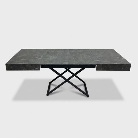 Tavolo allungabile di design 10 persone 120/220x80 Amsterdam - Effetto marmo nero