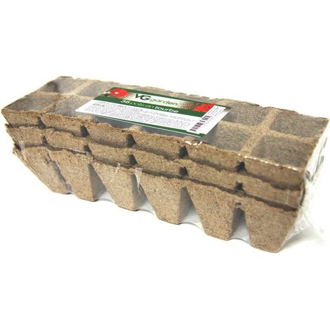 Lot de 36 pots carrés biodégradables en tourbe 4 x 5 cm – Circulation optimale de l'air et de l'eau – Pour jeunes plants maraîchers - 36pcs (1/3)
