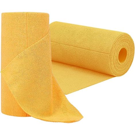 Lot de 50 chiffons de nettoyage en microfibre réutilisables pour voiture, verre, fenêtre, cuisine, miroir, 30 x 30 cm, jaune (1/5)