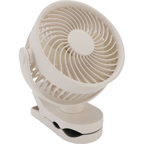 GARRYFIZH Ventilateur à clipser, rechargeable par USB, silencieux, rotatif à 360°, petit, pour un usage quotidien, plage, camping, beige (1/5)