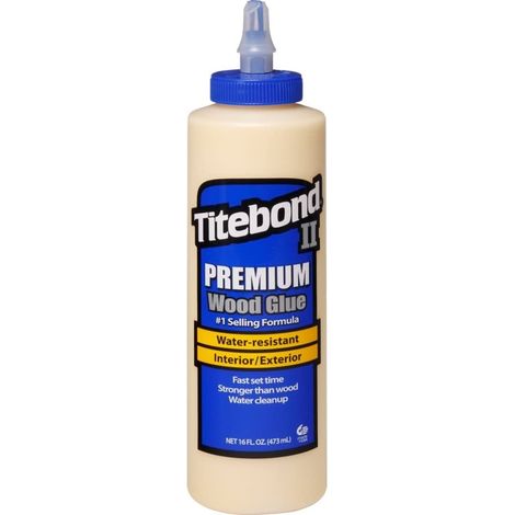 Colle à bois Titebond II Premium 16oz – Résistance à l'eau ANSI Type II – Forte adhérence initiale – Pour menuiserie extérieure
