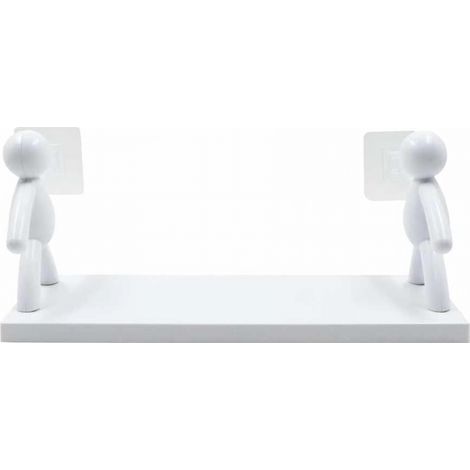 Floating plastic wall shelf for bathroom: makeup and spice organizer, white (1/5)