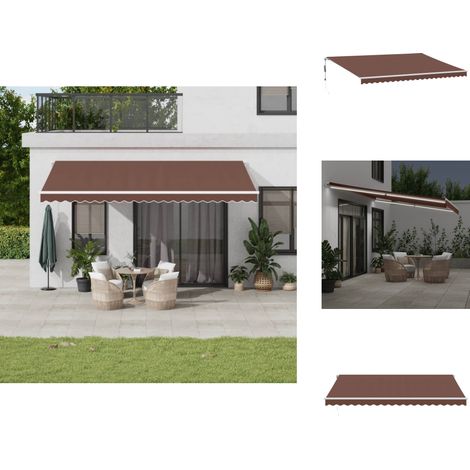 Markise Manuell mit LED Braun 500x300 cm - Markise - Gartendekoration - Sonnenschutz - Outdoor Möbel - Terrassenzubehör (1/5)