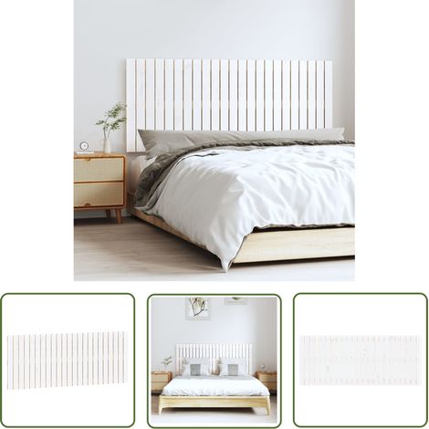 The Living Store Tête de lit murale Blanc 147x3x60 cm Bois massif de pin - Tête De Lit Murale - Tête De Lit Bois - Tête De Lit Blanche - Décoration Chambre - Meuble Chambre (1/5)