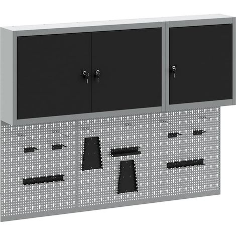 Maison Exclusive - Set di armadi per attrezzi con lo scaffale con blocco 5 pz Nero (1/5)