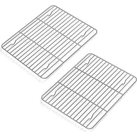 Set of 2 stainless steel baking racks, cooking racks and cooling racks (30 x 23 cm), suitable for small ovens, dishwasher safe (1/5)