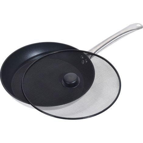 Frying pan lid: Protection against oil splashes, works as a strainer (1/3)
