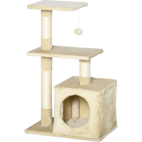 Árbol rascador para gatos torre de juegos 50 x 30 x 81,5 cm rascador de sisal cama acogedora moderna y elegante de aglomerado beis 210007643 (1/5)