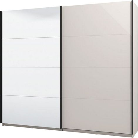 Armario Grandes Lagos, Ropero Dormitorio, Perchero, 2 Estantes, Puertas Correderas, 245x217.5h cm Blanco Crema