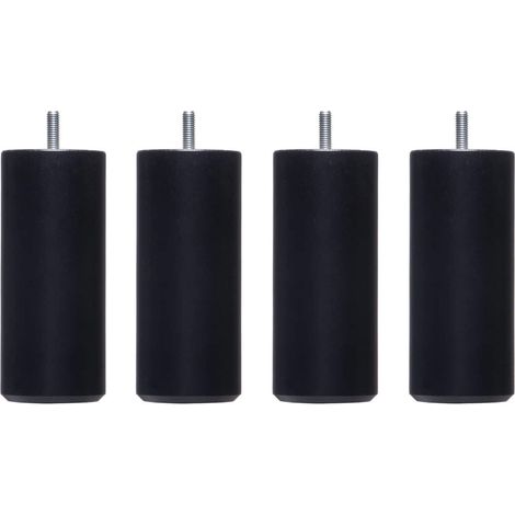 4 pieds cylindriques bois noir 15 cm