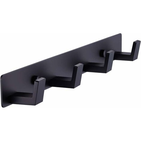Matte black bathroom towel hook-wall-mounted screw fixed door hook-heavy-duty hanger-bedroom or kitchen stainless steel robe rack 410B 4 hooks (1/5)