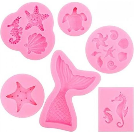 CHANGM - 6pcs Moules Silicone tartelettes Fondant pâtisserie gâteaux Glace pour Enfant, DIY Marin Animal moulessilicone Forme Outil (1/4)