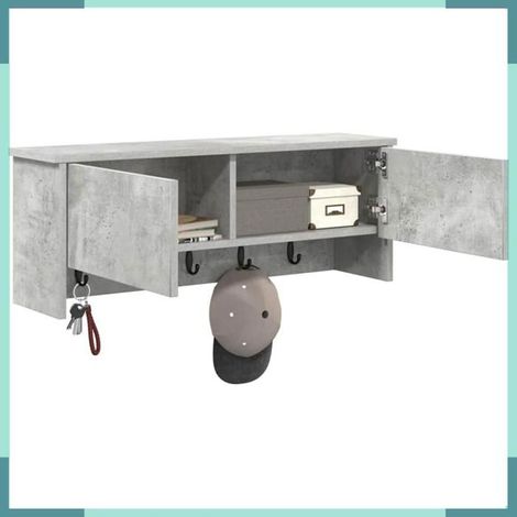 874342 Porte-manteau mural avec étagère Gris béton 80 x 20 x 30 cm (1/5)