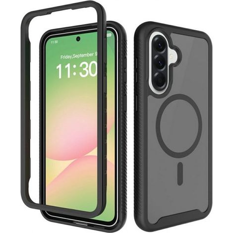 Schutzhülle mit integriertem Displayschutz für Samsung Galaxy A57 – MagSafe/Qi2-kompatibel – Rundumschutz – Stoßfeste Schutzhülle – Transparente schwarze Hülle (1/5)
