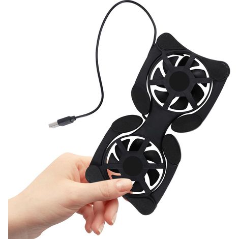 Refroidisseur 2 Ventilateurs Ordinateur Portable pour Portable Pliable Noir Abs (1/5)
