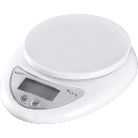 5kg Balance Électronique Cuisine Mini Précise Avec Fonction Tare Écran Lcd Grand Pour Peser Aliments Ingrédients Usage Domestique Sans Piles Blanc