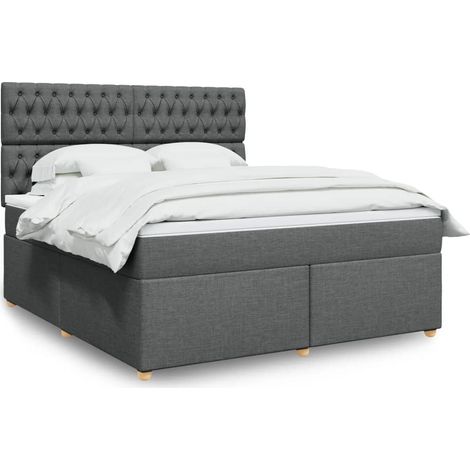vidaXL Sommier à lattes de lit avec matelas Gris foncé 180x200cm Tissu (1/5)