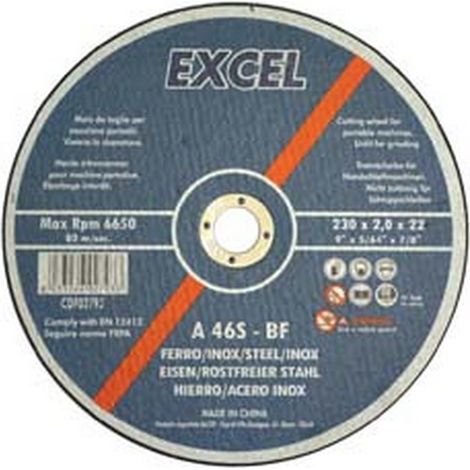 50PZ DISCHI TAGLIO SOTTILE CENTRO PIANO FERRO/INOX MM.230 mm230x2,0 foro