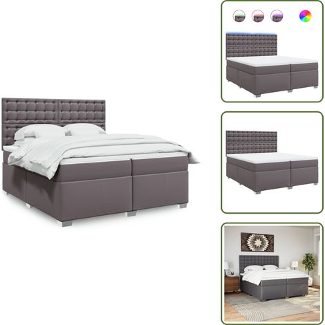 Boxspringbett mit Matratze Grau 200x200 cm Kunstleder - Boxspringbett - Doppelbett - Bettenrahmen - Lederoptik - Kunstleder (1/5)