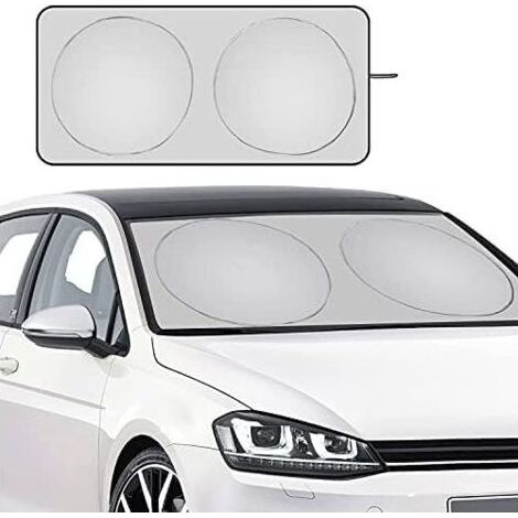 Auto parasole, doppio anello con protezione solare, isolamento termico prima del rivestimento in tessuto silver (1/5)