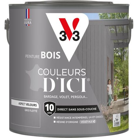 Peinture bois extérieur Couleurs d'Ici® V33 Gris flotté Velours 2L