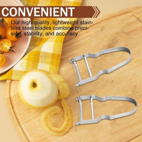Éplucheur Universel 2 Pièces Manuel Lame Tranchante, Éplucheur Pommes de Terre Légumes Fruits Couteau Cuisine Cuneary (1/5)