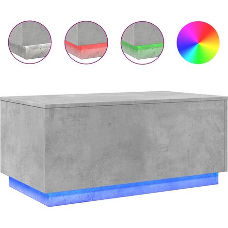 Mesa de centro de salón de diseño moderno con luces LED 90 x 50 x 40 cm madera de ingeniería gris DEC037667