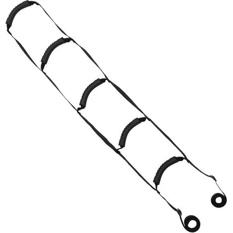 Échelle de lit à plusieurs niveaux, avec sangles de traction, pour personnes âgées. Échelle de lit réglable.-228x16x2.3cm-Black