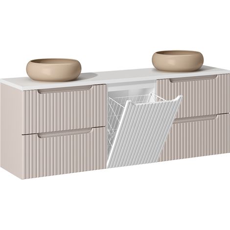Mueble doble lavabo 160cm cesto Riva Cachemira y Blanco
