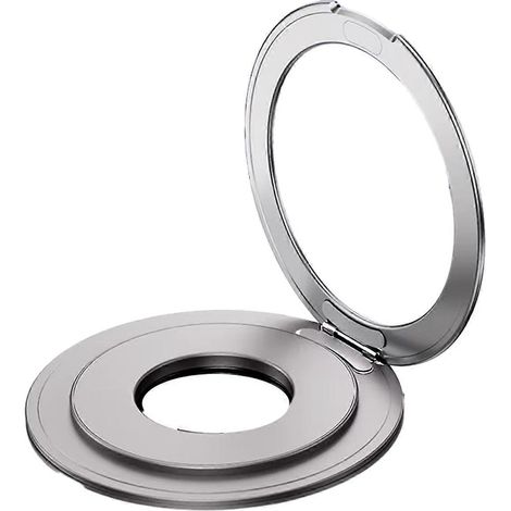 360° drehbarer magnetischer Handyhalter aus silberfarbenem Metall (1/5)