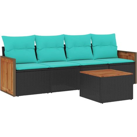 Maison Exclusive - 5-teiliges Gartensofa-Set mit Kissen, schwarze