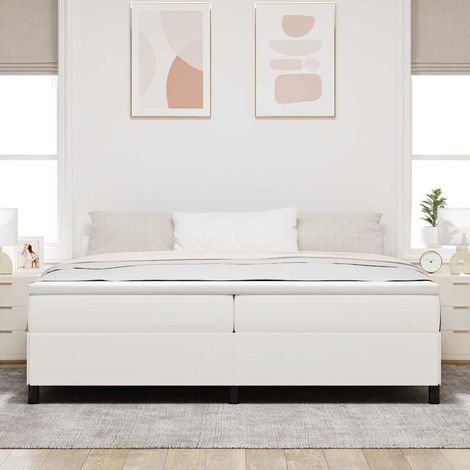 Boxspringbett Creme 200 x 200 cm Cordstoff