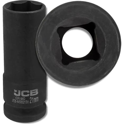 JCB Tiefbett-Schlagschrauber-Einsatz, dünnwandig, 1/2" Cr-Mo, 6-kant, 21 mm