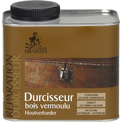 Les Anciens Ebenistes – Durcisseur bois vermoulu 450ml – Incolore pour bois dur et teck – Application par badigeonnage ou trempage – Intérieur & extérieur