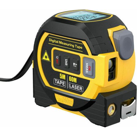 Laserentfernungsmesser 3 in 1 mit LCD - Genaue Distanz- und Volumenmessung - Reichweite 60 m - Multifunktionsgerät - Mehrfarbig