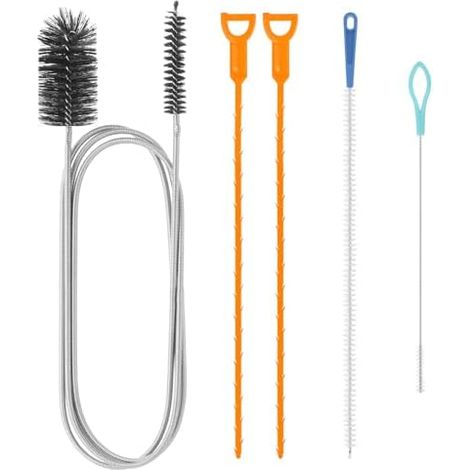 5 Pièces Goupillon Deboucheur Canalisation Professionnel, Brosse Nettoyage Canalisation, de Réutilisable, Lot Drain à Double Tête pour Cuisine Douche - (1/4)
