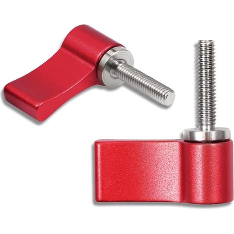 Lot de 2 boutons rotatifs M4 17 mm mâle à filetage rotatif réglable avec ailette unique pour équipement d'appareil photo (rouge) (1/2)