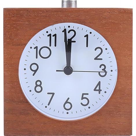 Sveglia Analogica in Legno, Corpo in Legno Silenziosa Senza Ticchettio con Luce Notturna Funzione Snooze a Batteria per Comodini Pesanti (Marrone) (1/4)