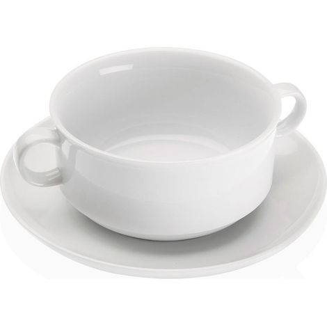 VERSA taza consome &43 plato porcelana , Taza consome &43 plato porcelanaMarca VersaFabricada en loza de alta calidadApta para lavavajillas y microondasIncluye asas par